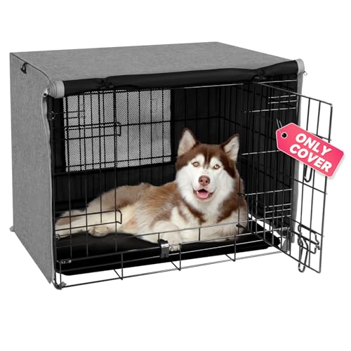 Dog Crate Cover (Grey (with window) / 42 Inch)