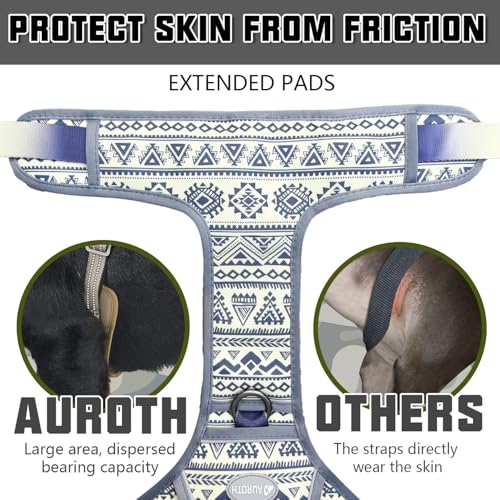 Dog Harness for Small Medium Dogs (Tribal Patterns-Grey / S(Neck:14-21",Chest:20-31"),18-35 lbs)