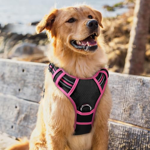 Dog Harness for Large (Black & Pink / X-Large)