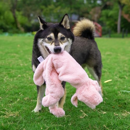 2-in-1 Stuffless Squeaky Dog Toy - Hare, Pig, Large (Multicolor/Pig & Hare / Large)