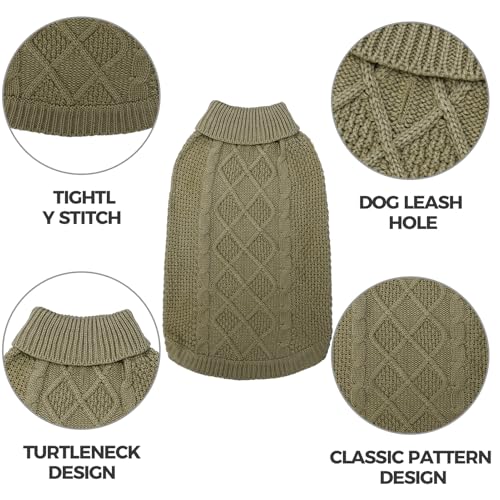 Turtleneck Dog Sweater (Medium/Large / Army Green)