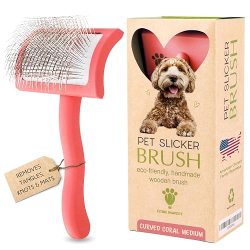 Slicker Brush for Dogs (Coral / Curved Medium)