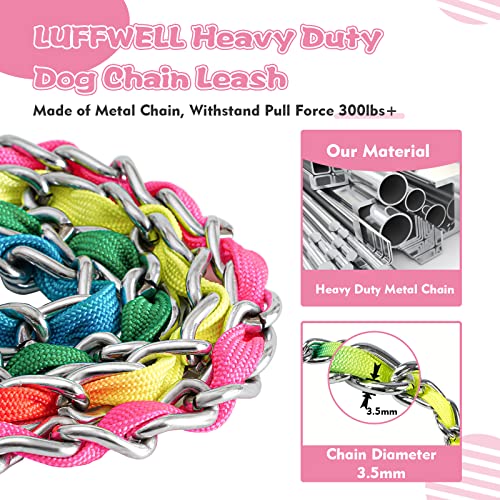 Metal Chain Dog Leash Chew Proof for Dogs (Colorful / 6FT 3.5mm (Medium & Large dogs))