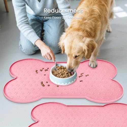 Dog Food Mat Anti (19.4" x 9.8"-2PCS / Pink)
