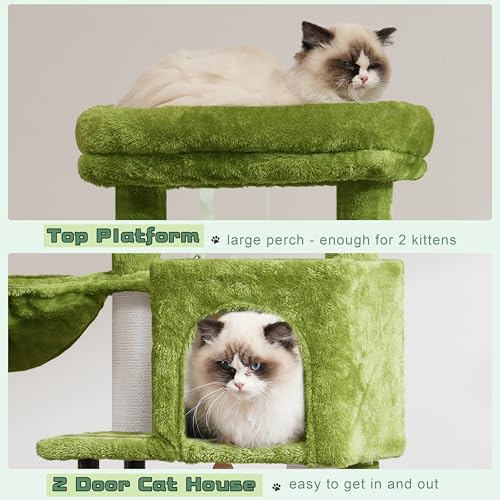 Cat Tree 43.3'' Cat Tower with Hammock for Kittens GCT004SGR (43.3 inches / Green)