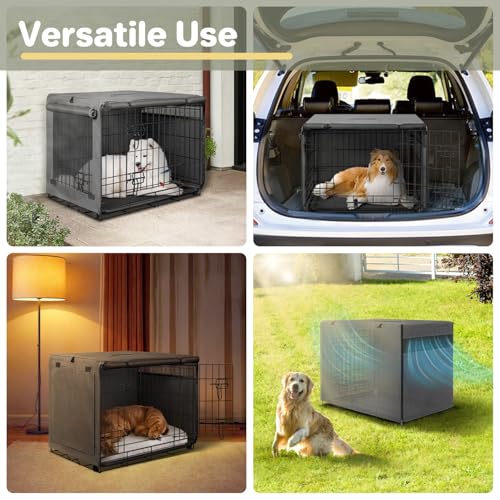 Dog Crate Cover (Grey (with left window) / 36 Inch)