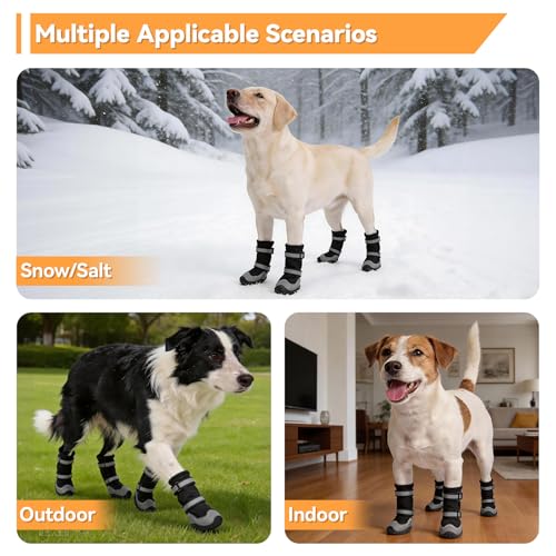 Dog Shoes Waterproof Dog Boots for Winter (4# (Insole Width 2.2″)for 33~44lbs)