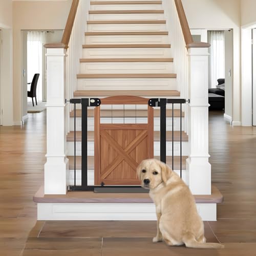 Farmhouse Barn Door Dog Gate (Walnut / 30" Tall)