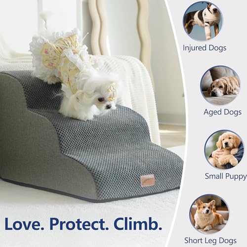 Ramp Dog Stairs for Couch Sofa and Chair 11.8" H (Grey / 2-Step (15.7"D x 15.7"W x 11.8"H))