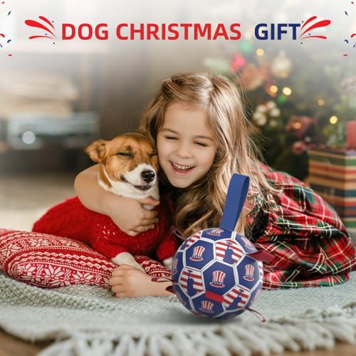 Dog Balls 6 Inch Dog Soccer Ball with Straps (6 Inch / Independence Day)