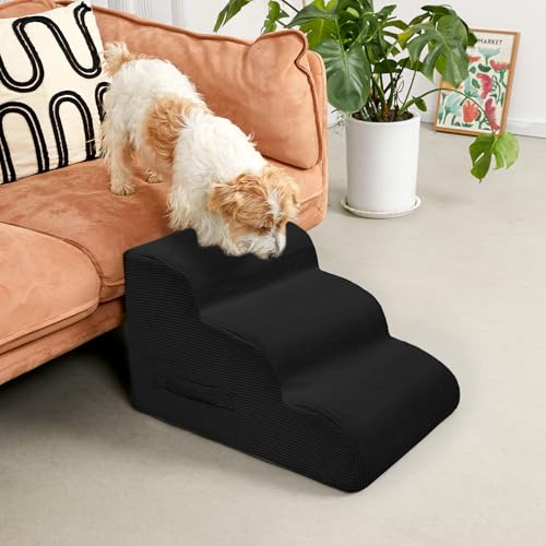 4 Step Dog Stairs Pet Ramp for High Beds (Black / 4-Step 20"H)