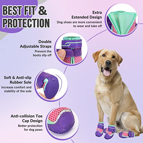 Dog Shoes for Large Small Medium Dogs (Purple / #5 (Width 2.4 inch) for 40-58 lbs)