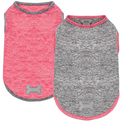 2Pack Dog Shirt for Small Dogs Sun Protection Tank Top for Summer (Large (13-19lbs) / 9# 2Pack (Coral Red+Grey))