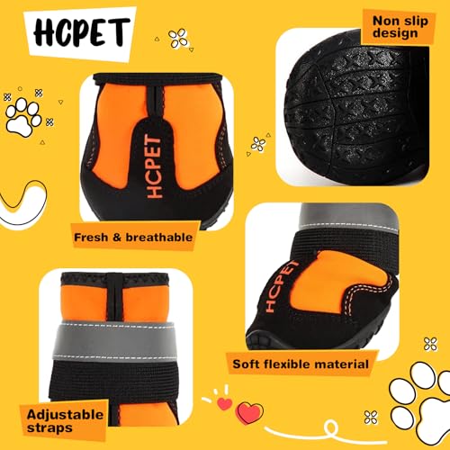 Dog Boots Dog Shoes for Large Dogs (Orang / Width 2.95 in)