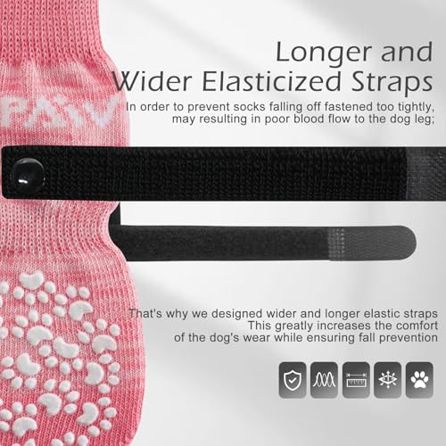 6PCS Anti Slip Dog Socks to Prevent Licking Paws (Large (6 Count) / Pink)