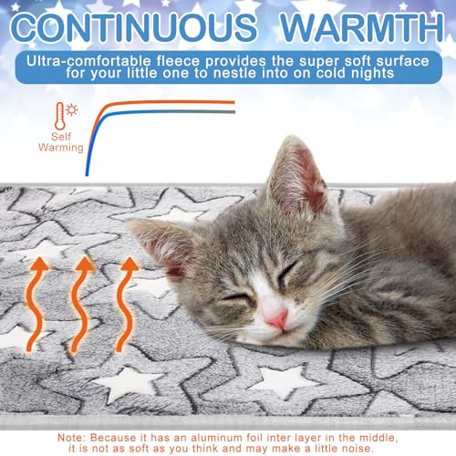 2 Pcs Large Self Warming Cat Pad Self Heating Cat Mat Bed Dog Crate Pet Blankets Thermal Heated Bed Mat for Outdoor Indoor Newborn Kittens Puppies Dog (24 x 18)