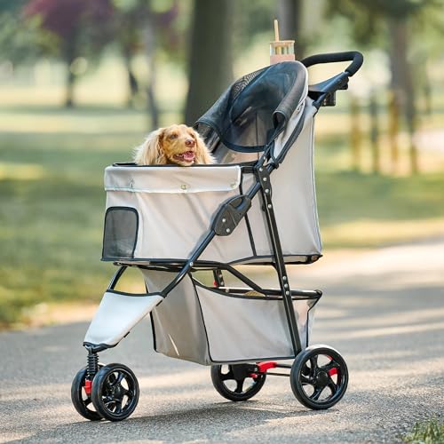 Stroller Includes 360 Degree Front Wheel Swivel (Khaki with Black Accents)