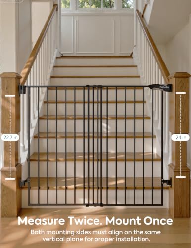 Baby Gate for Stairs (Black / 34" H, 26-43" W-Standard 2 Pcs)
