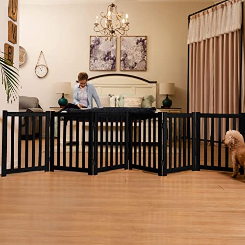Wooden Free Standing Dog Gate 120" W x 24" H (Black / 120"W x 24"H)