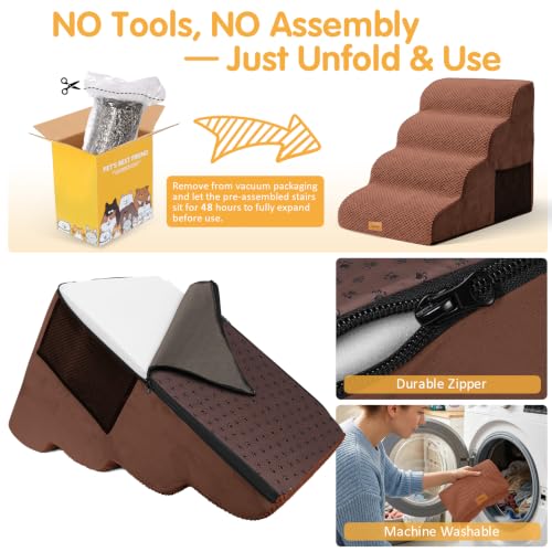 High Density Foam Dog Steps 4 Tiers (Brown / 28.5*15.7*20.5)