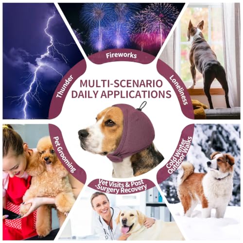 Dog Ear Cover Noise Protection (Medium(Head Circle:14"-19") / Plum)