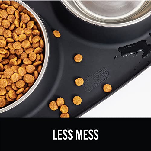 Dog Bowl Set with Feeding Mat (Black / 2 Cup Bowls)