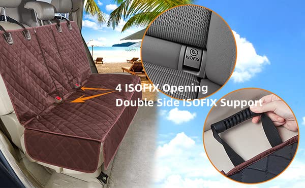 Dog Car Seat Cover for Back Seat Cover for Kids (Cofee Brown / ISOFIX X-Large)
