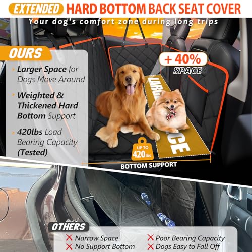 Hard Bottom Dog Car Seat Cover for Back Seat (L - For Cars/ Mid-Size SUV/ Small Truck / Orange)