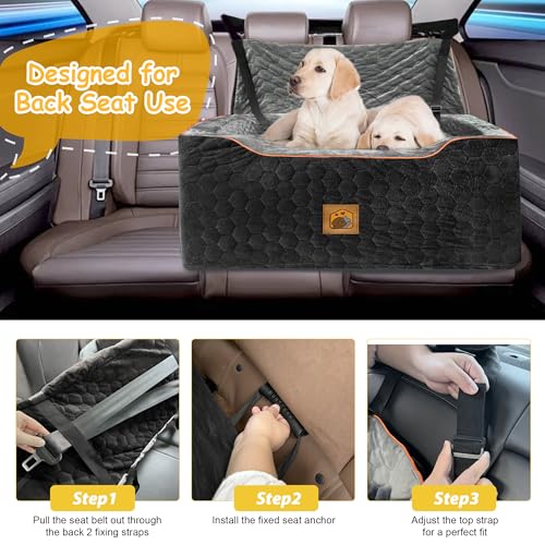 Dog Car Seat for Medium (Black Gray / Large)