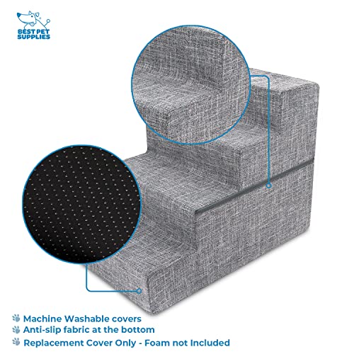 Dog Stairs & Steps (Ash Gray Linen / H: 22 Inches (Foldable))