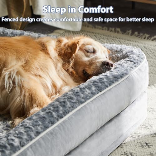 Orthopedic Washable Dog Bed Large for Senior Dog Cozy Sleep (36.0"l X 27.0"w X 6.5"th / Grey)
