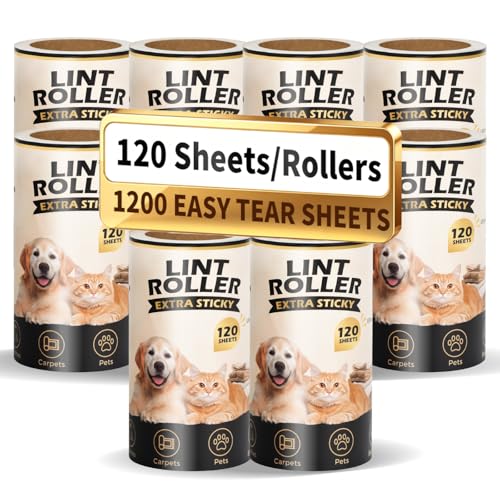 Extra Sticky Lint Roller Refills for Pet Hair Removal (10 Refills + 1200 Sheets)