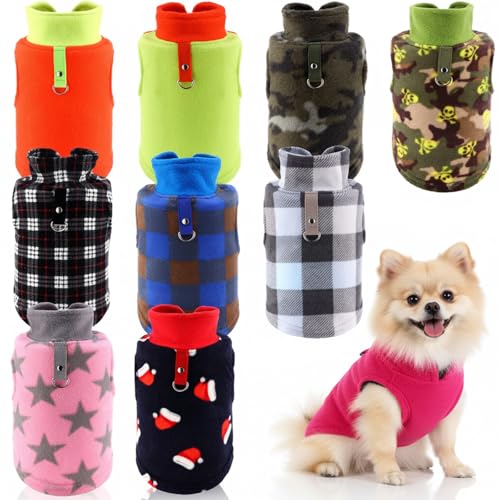 10 Pack Medium Dog Sweater Fleece Pet Dog Plaid Clothes Winter (M / Bright)
