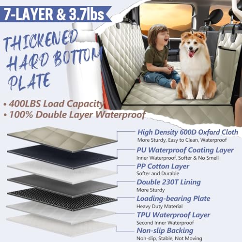 Dog Truck Seat Cover for Back Seat (XL - For Full Size Truck / Full Size SUV / Khaki)