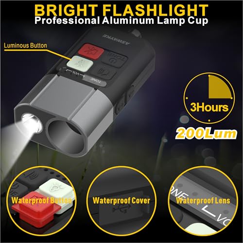 Electronic Whistle Rechargeable 125dB Loud Electric Whistle with LED Flashlight & Bear Horn (Black)