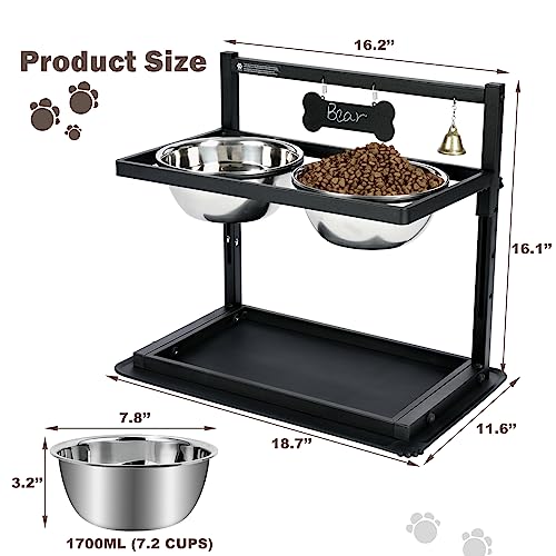 Elevated Dog Bowls with Slow Feeder for Large and Medium Dogs (Black & Grey - Slow Bowl & Mat / Large Dogs)