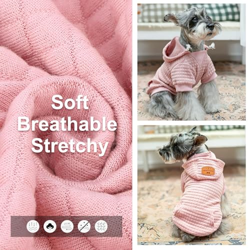 Dog Hoodies Sweater for Small Dogs (Pink / S/M (Back: 14",Chest: 19", Neck: 12"))