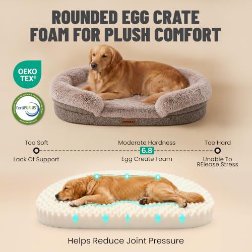 Fluffy Orthopedic Dog Beds Large Sized Dog (Sand / M(36", UP to 50lbs))