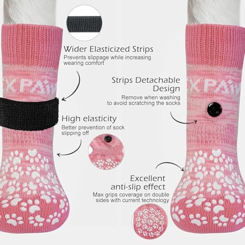 6PCS Anti Slip Dog Socks to Prevent Licking Paws (XX-large (6 Count) / Pink)