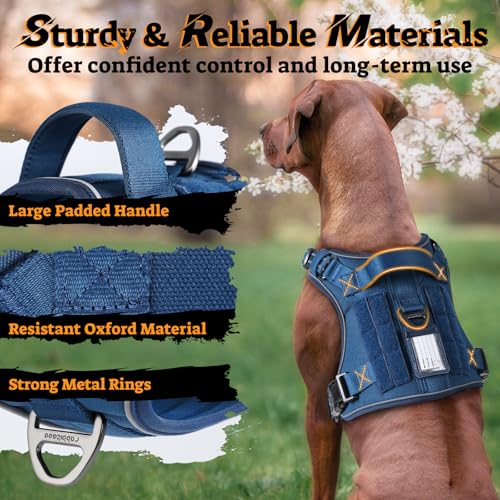 Tactical Dog Harness Medium Sized (M(chest:20.1"-33.9",neck:17.7"-22.3",back:7.5") / Blue)