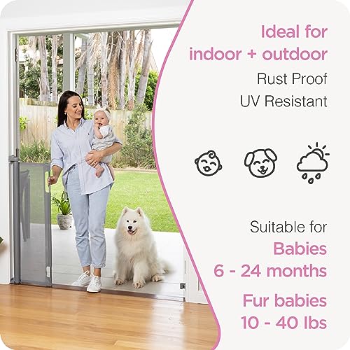 Retractable Baby Gate (Gray / 41" Tall x 71" Wide)