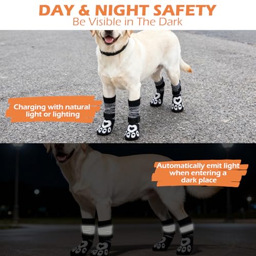 Dog Socks to Prevent Licking Paws with Grippers for Hardwood Floors Anti Slip (Black / Medium)