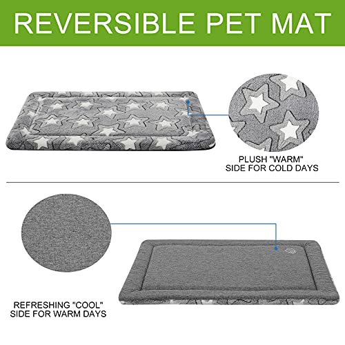 Dog Crate Pad for 30"x20" Dog Crate (Grey with Star Pattern / M (29.1"x17.7"x1.1"))