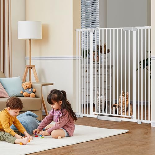 51'' Extra Wide Cat Gate Barrier 30 (White-51"tall / 30''-62.99'' Wide)