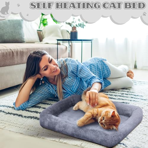 4 Pack Self Warming Cat Bed 15.7 x 11.8 Inch Cat Bed for Indoor Cats Heated Pet Crate Mat Extra Warm Thermal Dog Pad Anti