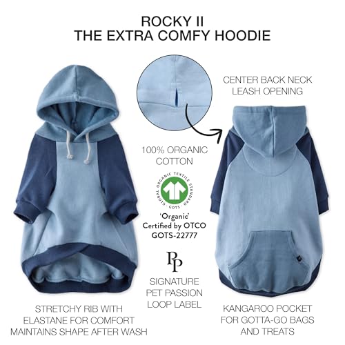 Rocky II Dog Hoodie (Navy Color Block / XX-Small (4-7 lbs))