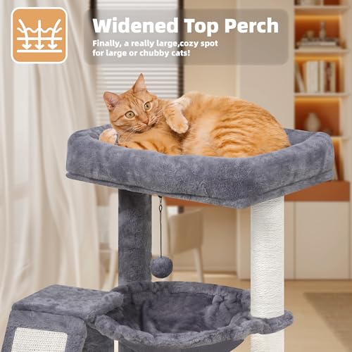 YOUPET Cat Tree with Cat Scratching Post for Indoor Cats (Grey / 25.59")