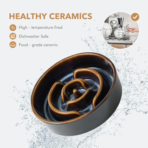 Raised Slow Feeder Dog Bowls (2 x Starry Sky + Stand - A / S- 6.1inch / 0.9 Cups)