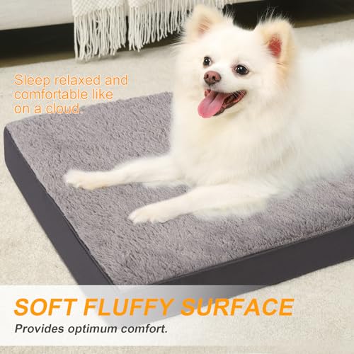 Orthopedic Dog Bed for Small Dogs with Waterproof (Dark Grey / 23.0"L x 17.0"W x 3.0"Th)