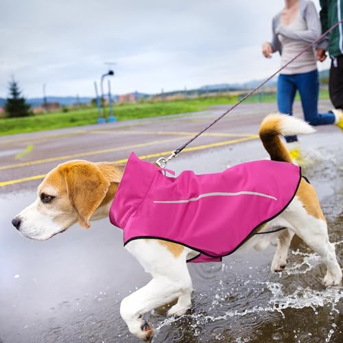 Dog Raincoat Adjustable Waterproof Reflective Rain Jacket for Small Medium Large Dogs (S Chest 22"-25" / Hot Pink)